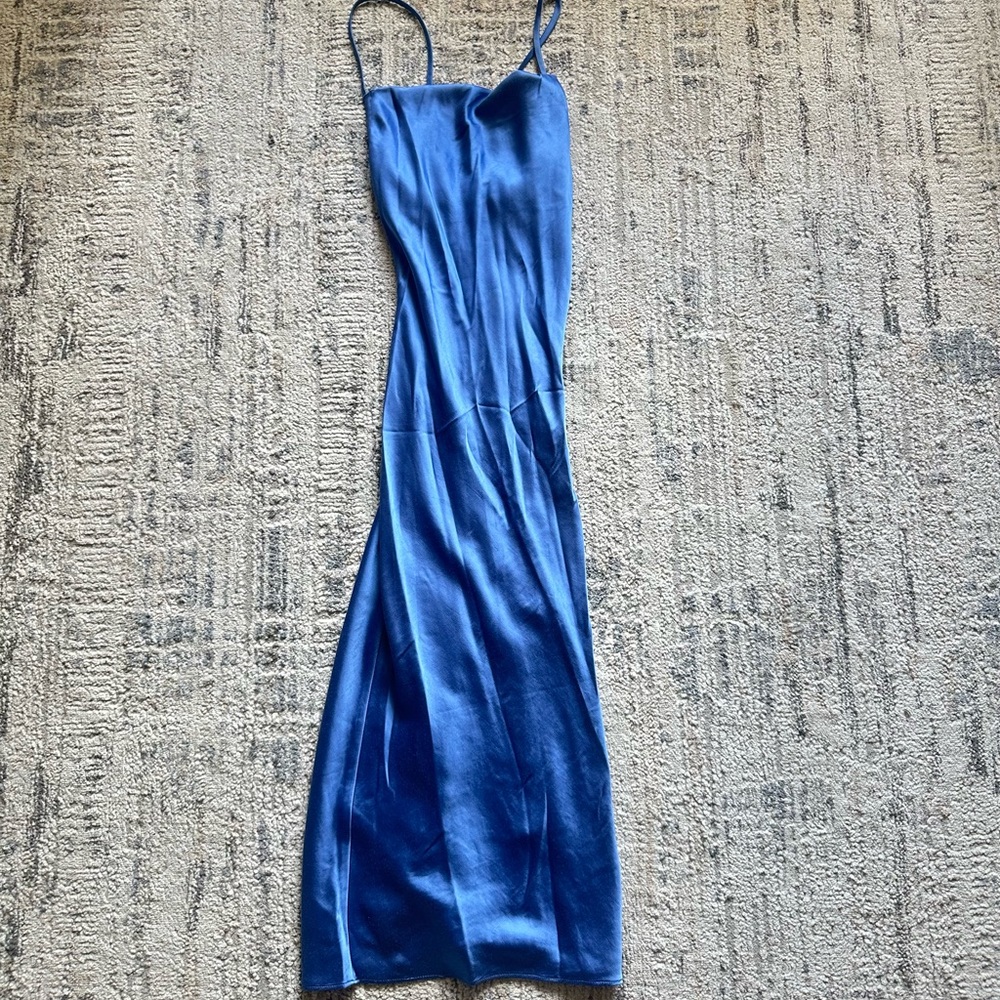 Express Royal Blue Satin Maxi Dress